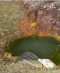 Toxic water seeping from an abandoned mine.