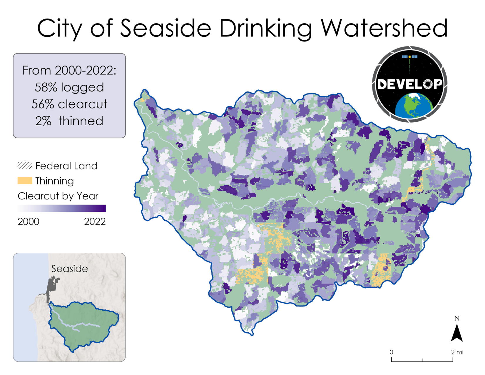 City of Seaside Watershed drinking water map from the NASA Report