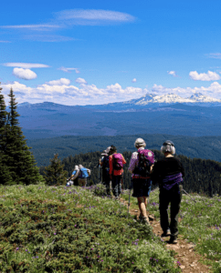 Group of hikers on Browder Ridge Oregon by Buzz Blumm