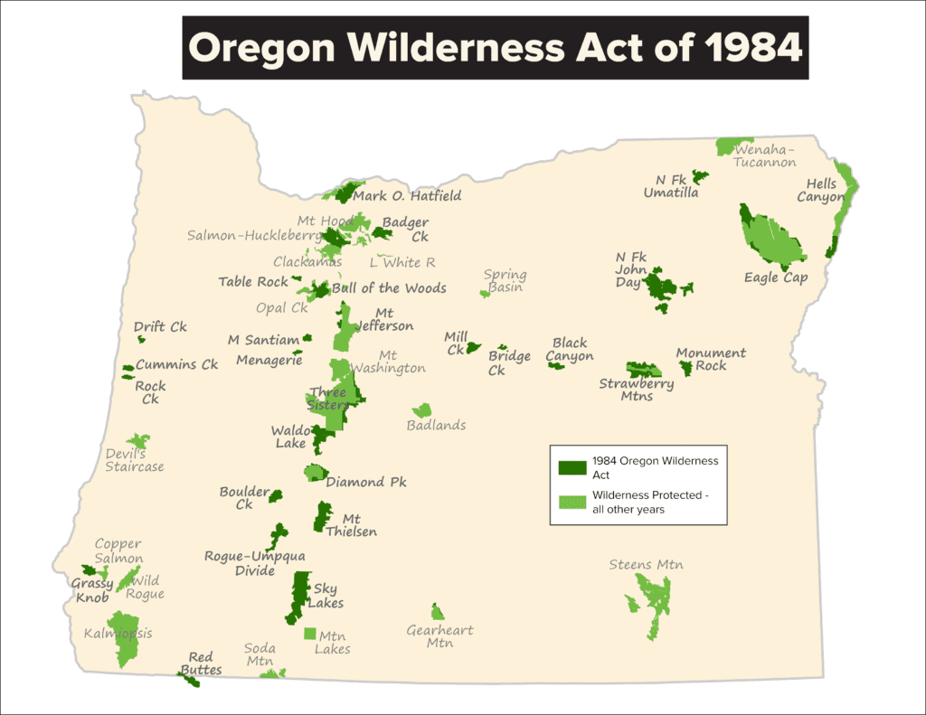 Map of Wilderness protected in 1984