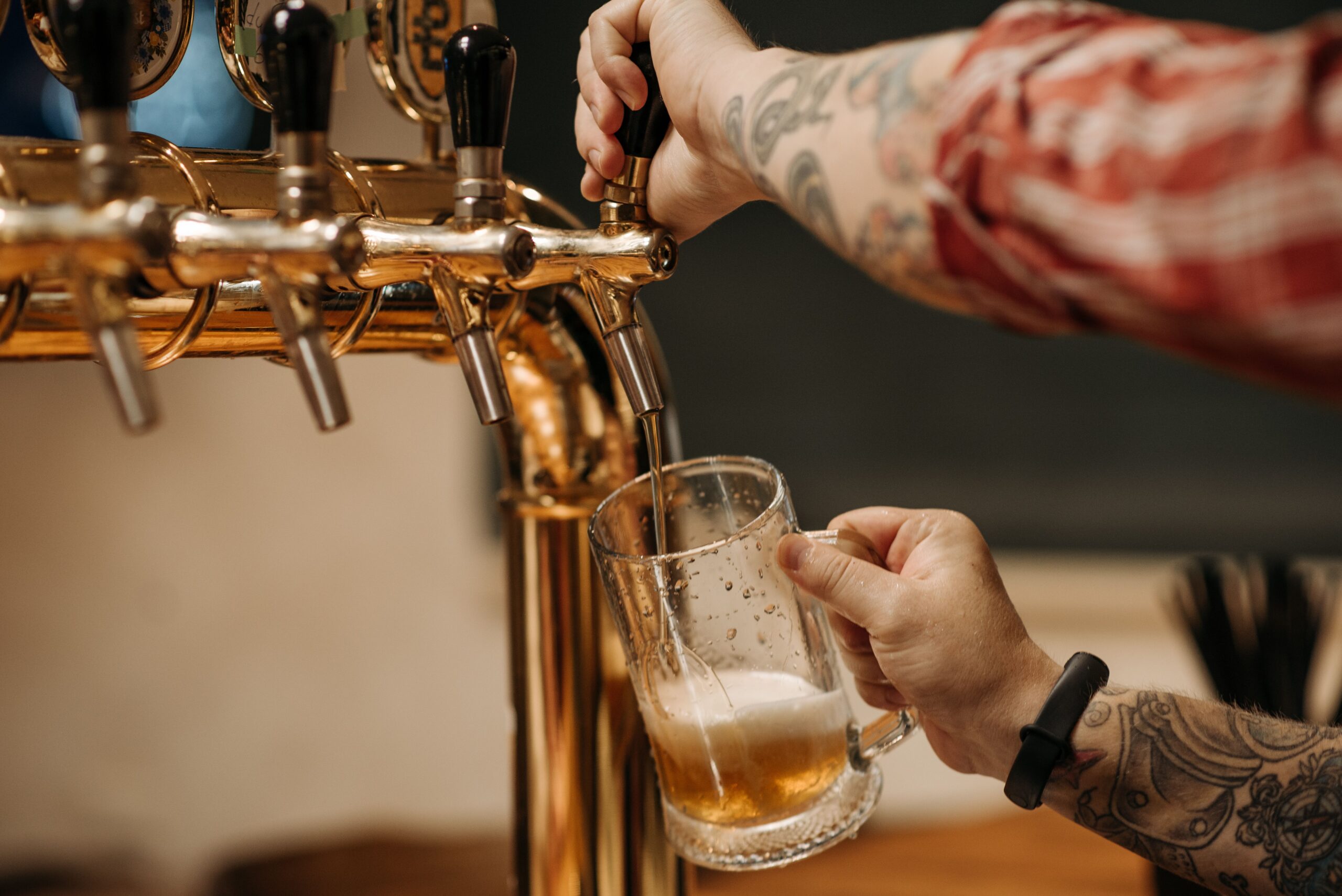 Pouring a glass from the tap